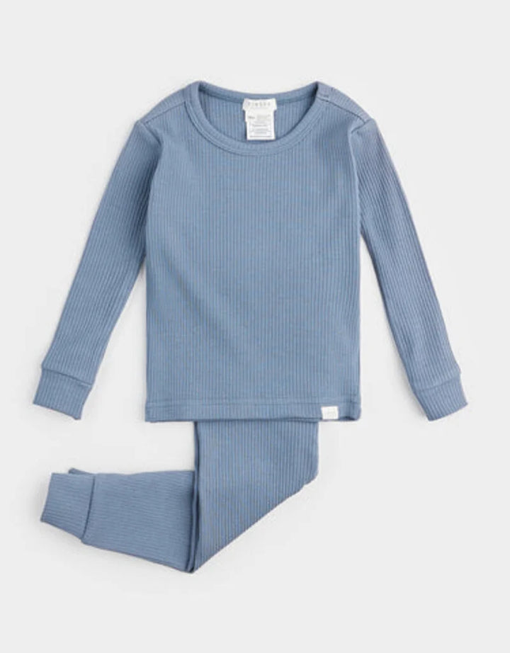 Baby 2 Pc Pj Set: L/S Top + Pant Knit Blue Denim