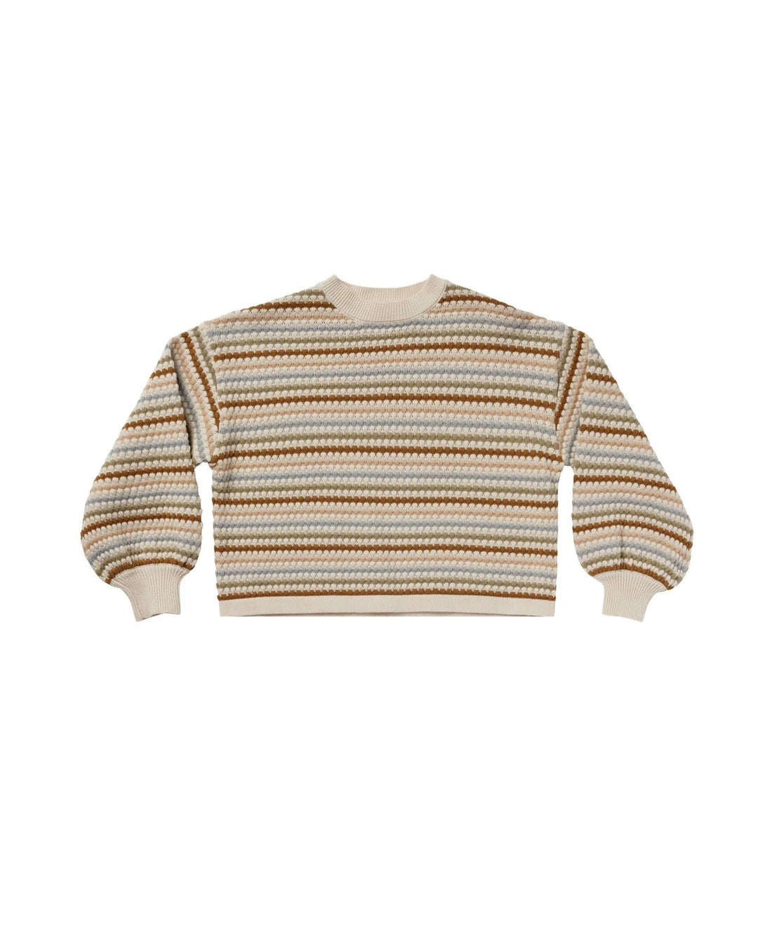 Boxy Crop Sweater - Honeycomb Stripe Brown