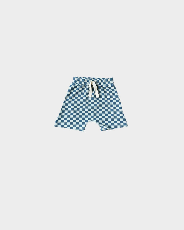 Boy's Harem Shorts in Blue Green Checkered