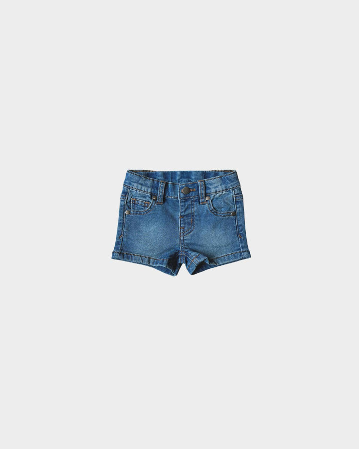 Girl's Denim Shorts in Mid Blue Wash